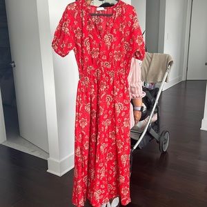 Mango printed ruched maxi dress
